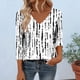 thumbnail image 1 of Xuyuer Womens Plus Size Fashion Non Positioning Printed Tops V Neck T Shirts 3/4 Sleeve Blouse Summer Casual Tees S-3X, 1 of 5