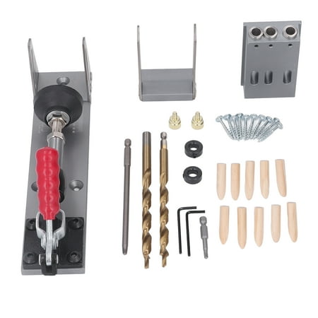 

Pocket Hole Jig Kit Aluminum Alloy Hardening Steel Dowel Drill Joinery Screw Kit for Woodworking