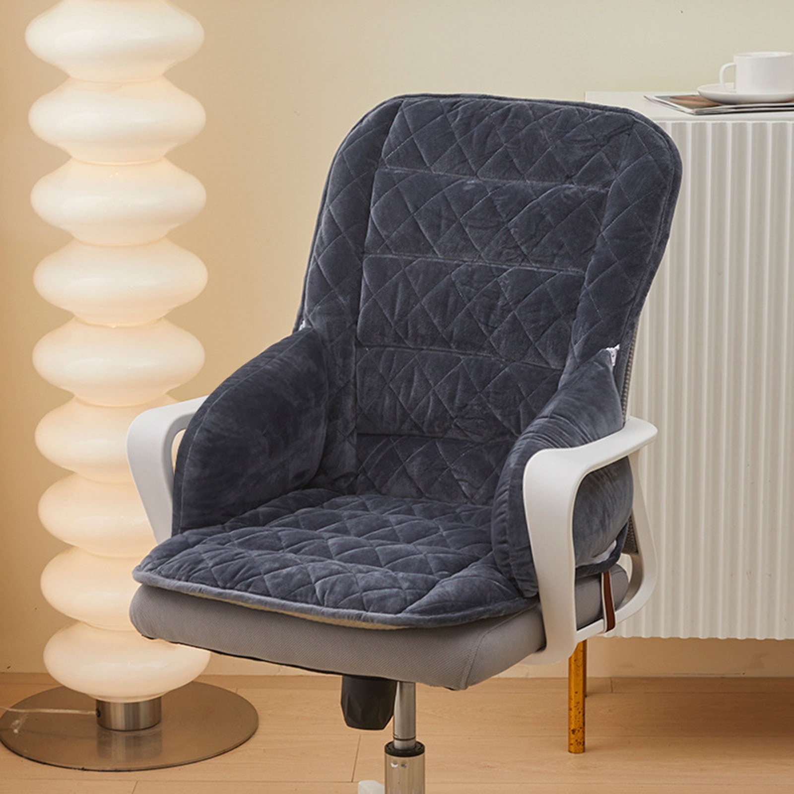Heated Office Chair Cushion with Lumbar Support, USB Powered Heating Seat Pad with 3 Heat Levels, Large Area Warmth for Desk Chairs, Wheelchairs and Home Office Use with Timer Function