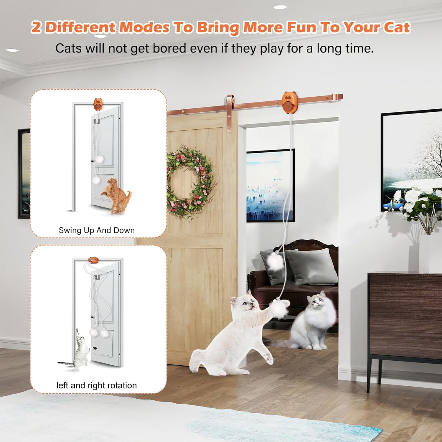 JDMEOPD Interactive Cat Toys for Indoor Cats,Automatic Hanging Electric Cat Teaser Irregular Jumping,USB Rechargeable Durable Safe Hanging Toy for Bored Multi Cats Households
