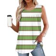 thumbnail image 2 of ZQUUVOU Tank Top For Women Stripe Front Pleated Printed Round Neck Summer Tops (Green,M), 2 of 5