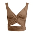 thumbnail image 3 of Fgnfyis Womens Tank Tops Casual Sports Low Cut Elastic Tight Back Lace up Suspender Vest Summer Tops for Women Coffee XL, 3 of 4