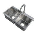 thumbnail image 1 of Drop in Kitchen Sink Kit, Kitchen Sink Kit Pull Out Faucet 304 Stainless Steel  for Home Use, 1 of 7