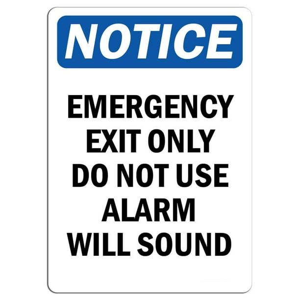 Notice Emergency Exit Only Do Not Use Alarm Will Sound Safety Notice Signs For Work Place Safety 10x7 Aluminum Sign Easy Installation Lifetime Warranty Walmart Com Walmart Com Notice Emergency Exit Only Do Not Use Alarm Will Sound Safety Notice Signs For Work Place Safety 10x7 Aluminum Sign Easy Installation Lifetime Warranty Walmart Com Walmart Com
