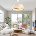 thumbnail image 3 of Cusp Barn 20" Vintage White Farmhouse Drum Caged Ceiling Fan with Lights, 6 Speeds DC Motor Bladeless Fandelier Ceiling Fan with Remote, 3 of 14