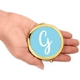 thumbnail image 3 of Koyal Wholesale Gold Compact Mirror Bridesmaid's Wedding Gift, Baby Blue, Monogram Letter G, 1-Pack, 3 of 5