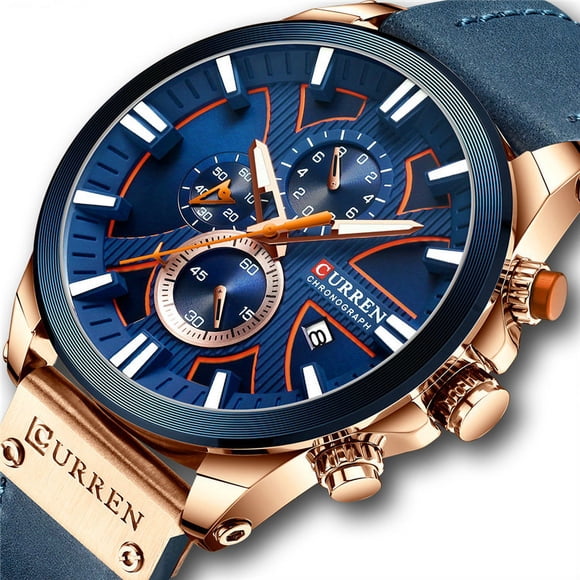 Reloj Curren Technos 8346 para hombre con esfera azul y carcasa de 49 mm