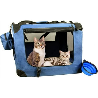 Large Cat Carrier 24"x16.5"x16.5" Portable Dog Crate for Small Medium Dogs Collapsible Traveling Pet Crate with Collapsible Bowl