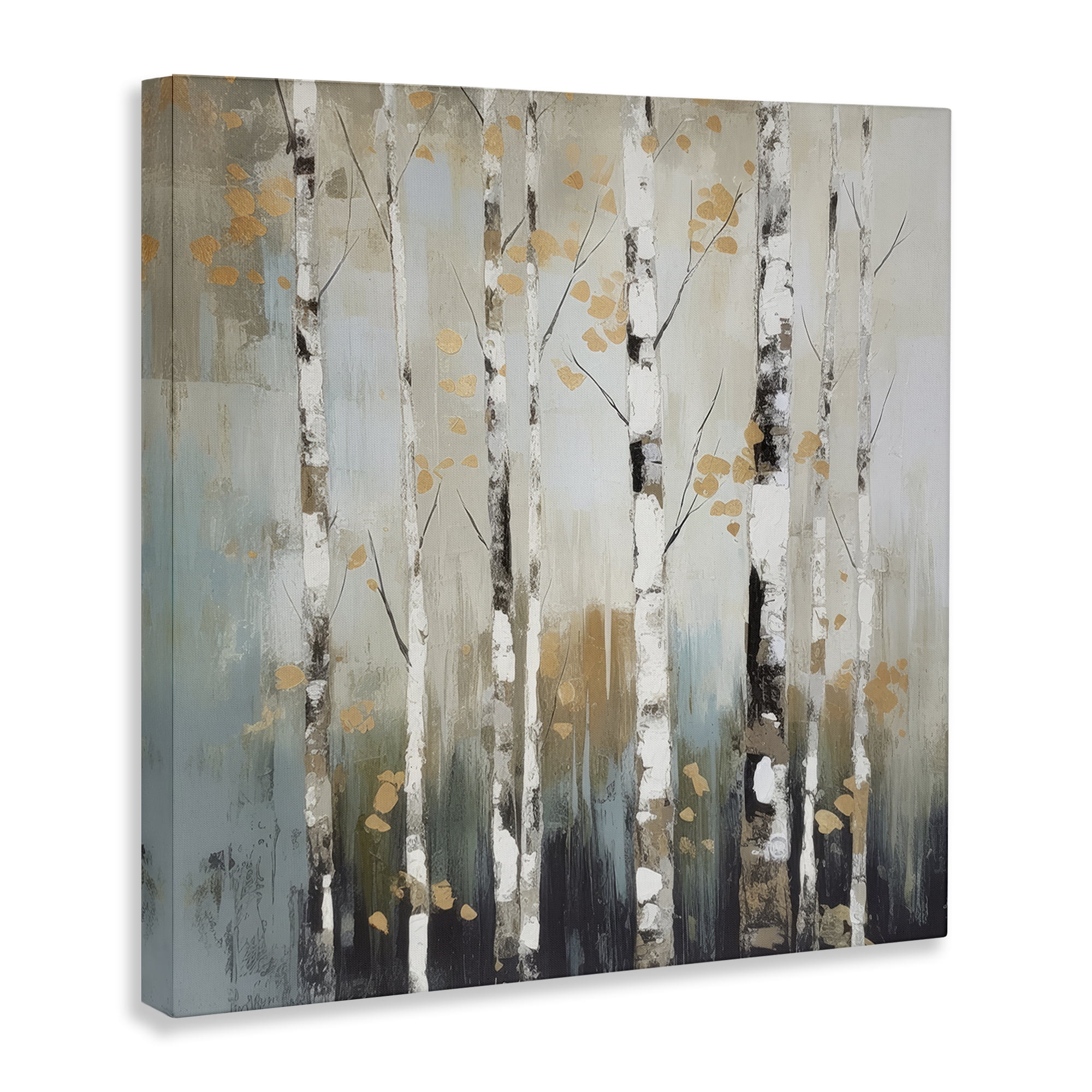 Stupell Industries Autumn Birch Impressions Landscape & Nature Painting Wrapped Canvas Art Print Wall Art, 30 x 30