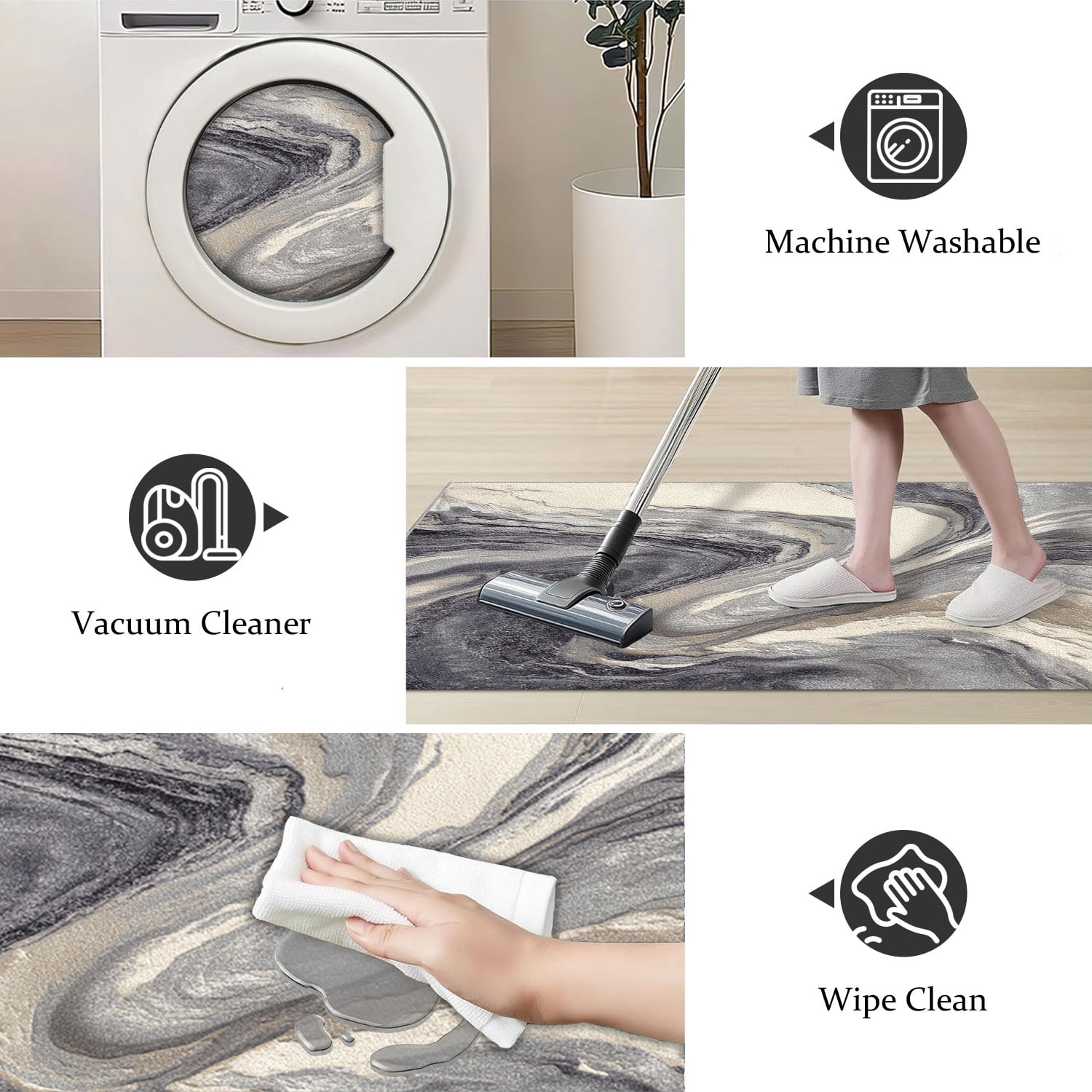 Three-Piece Kitchen Rug Set, Abstract Pattern Kitchen Hallway Rug, Soft And Comfortable, Suitable for Sinks, Floors, Entrances, Hallways, Bathrooms