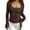 Coffee, variant on Women'S Tie Wrap Top Long Sleeve Deep V Neck Crop Shirt Slim Fit Dance Bolero Fairy Yoga Workout Blouse Plus Size Tops L