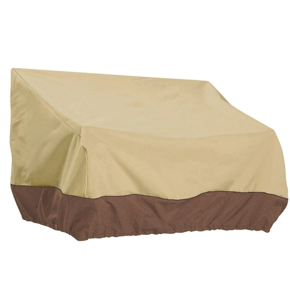 Heavy Duty Patio Bench Cover Waterproof Outdoor Sofa Cover Lawn Furniture Cover - Beige + Coffee
