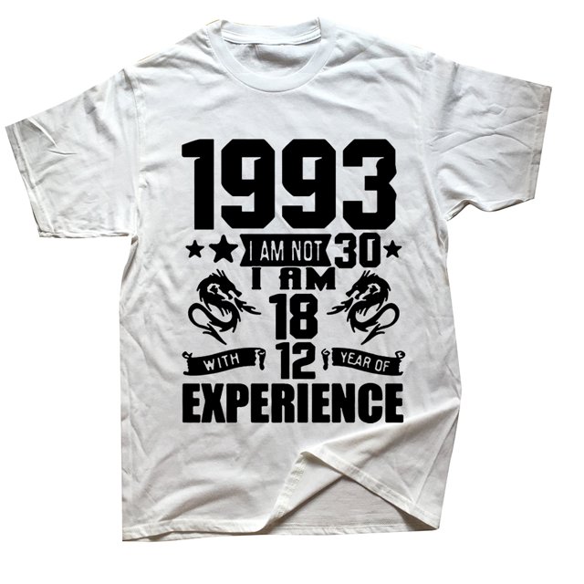 Camisetas de algodón con gráficos de manga corta para hombre, estilo veraniego, para celebrar los 30 años de edad, de 1993