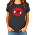 thumbnail image 3 of Trendy Vampire Lips T-Shirt for Women and Youth Girls Fall Halloween Graphic Tee Dark Gray Heather Shirt Adult 2XL, 3 of 4