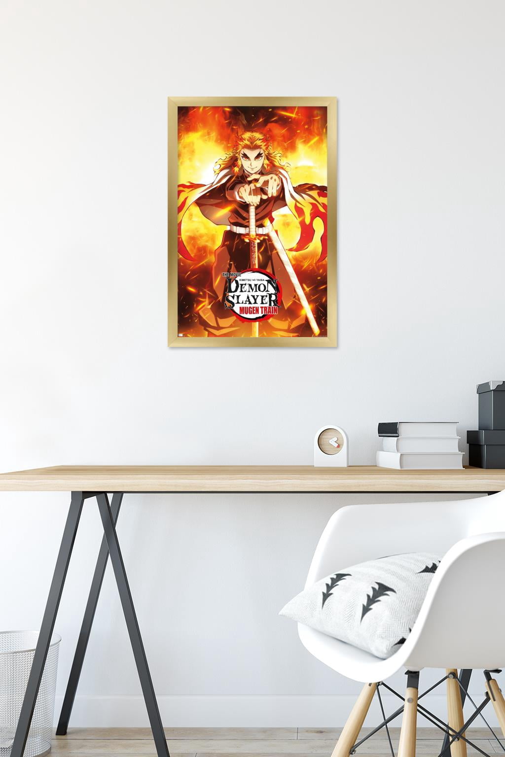 Demon Slayer: Mugen Train - Kyojuro Rengoku One Sheet Wall Poster, 14.725" x 22.375" Framed