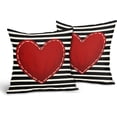 thumbnail image 2 of Valentines Day Pillow Covers 20X20 Inch Black White Stripes Red Heart Decorative Square Pillow Cases Valentine''s Day Cotton Linen Throw Pillows Set of 2 Home Decor for Sofa Porch Couch Outdoor, 2 of 6