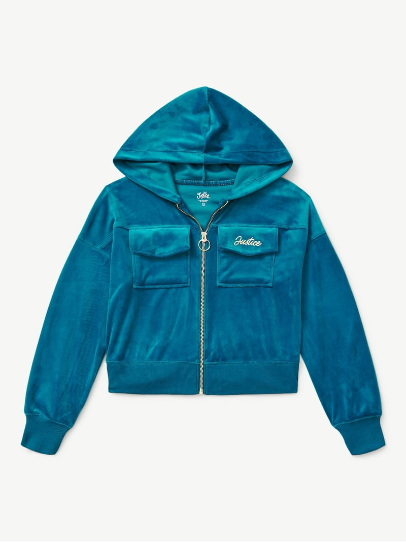Justice Girls Velour Zip Hoodie, Sizes XS-(XL-Plus) - Walmart.com