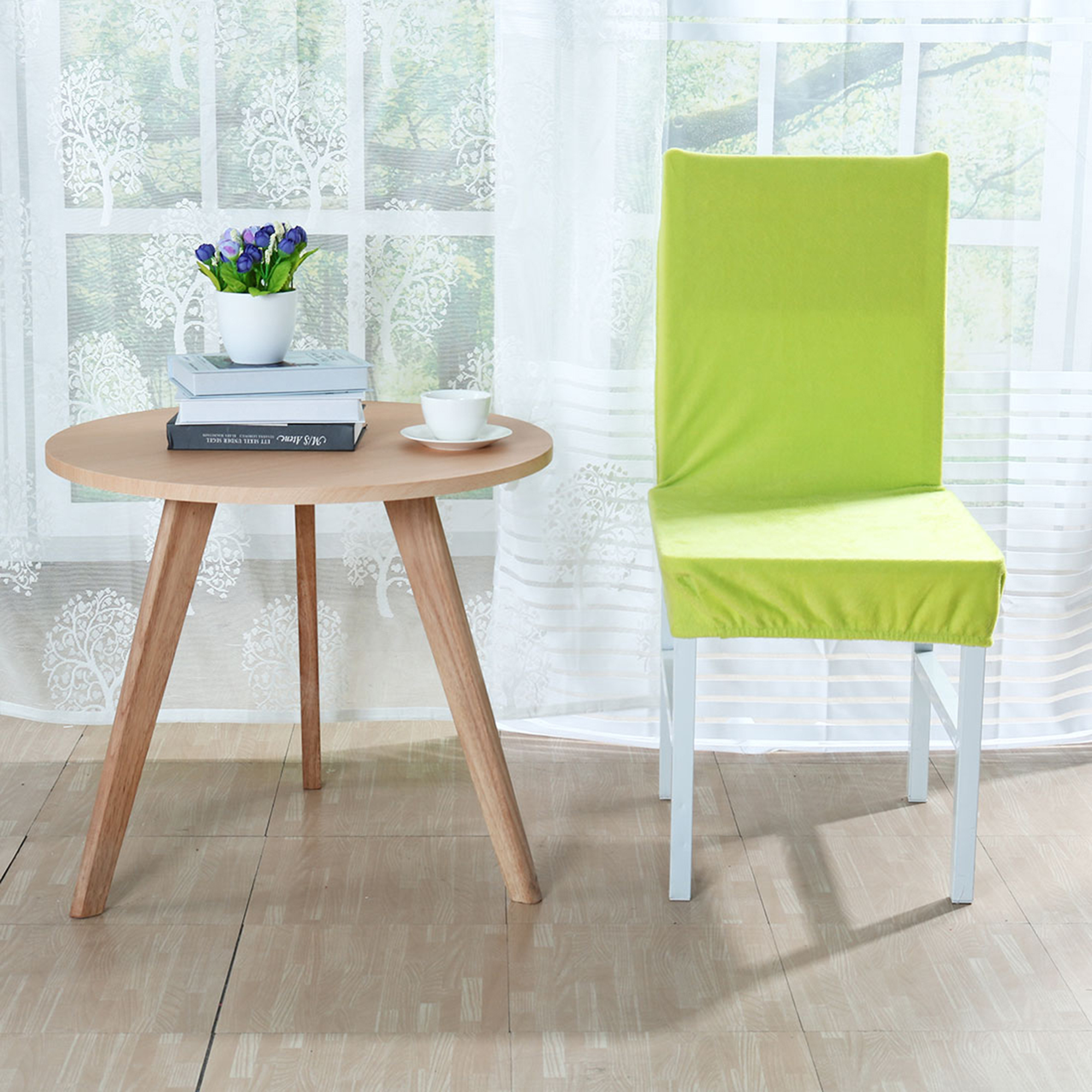 4pcs Plush Dining Chair Cover Pattern Stretch Bar Stool Slipcover