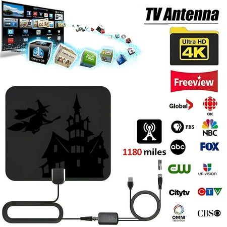 Amplified HD Indoor Digital TV Antenna- Support 4K 1080p All Television Outdoor Smart HDTV Antenna for Local Channel -10ft Coax Cable
