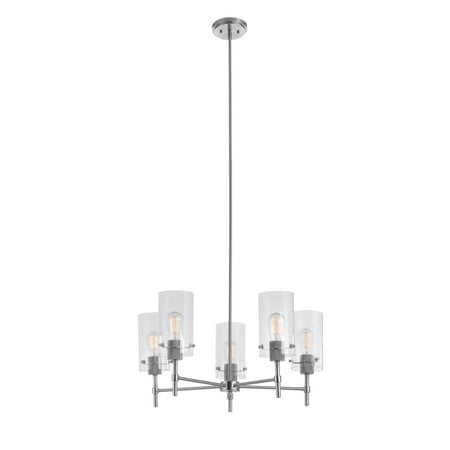 Globe Electric Cusco 5 Light Brushed Nickel Chandelier With Clear Globe Electric Cusco 5 Light Brushed Nickel Chandelier With Clear Glass Shades 60319