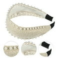 thumbnail image 2 of Unique Bargains 1 Pc Classic Elegant Wide Pearl Headband for Women for Girls 6.10"x1.97" Beige, 2 of 4