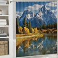thumbnail image 6 of Shiartex Mountain Range Lake Trees Printed Shower Curtain with Hooks 100% Polyester Chic Modern Bathroom Decor 69x72, 6 of 7