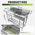 thumbnail image 5 of 47.3x18.5x33.6Inch Stainless Steel Commercial Sink , Utility Sink with Cold and Hot Water Pipe and Faucet, Kitchen Sink for Restaurant Laundry Room, 5 of 16
