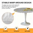 thumbnail image 2 of Elastic Fitted Round Tablecloth, Sunflower Waterproof Stretch Table Cover for 55"-60" Tables, Vintage Botanical Washable Outdoor Tablecloths for Patio, Picnic, Camping, 2 of 9