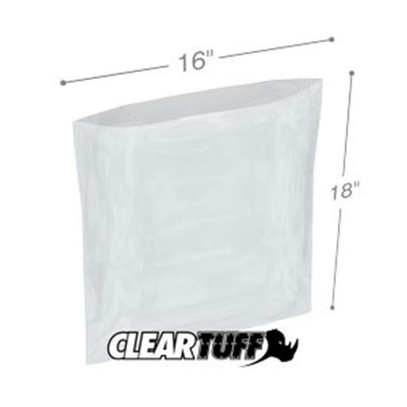 International Plastics PB41618 16 x 18 in. Clear Poly Bags, 0.004 Gauge - Case of 500