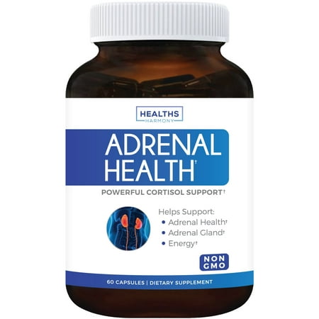 Healths Harmony Adrenal Support - Comprehensive Adrenal Health with L-Tyrosine - Helps maintain Balanced Cortisol Levels - Helps Stress Relief - Fatigue Manger Supplement - 60 (Best Vitamins For Adrenal Fatigue)