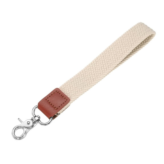 Uxcell Wrist Lanyard Keychain 7.87 inch Braided Wristlet Strap with Silver Clasp Hand Key Holders Lanyard Beige