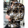 thumbnail image 1 of Camisa de manga larga con solapa y botones para hombre, diseño moderno y nuevo, informal, para baile de graduación, estilo urbano, azul y dorado, talla grande 6XL,, 1 of 6