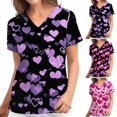 thumbnail image 4 of RKSTN Blouse pour Femmes Uniforme de Travail Imprimé Col en V Manches Courtes avec Poche, 4 of 5