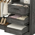 thumbnail image 5 of iSunirm Walk-in Closet System with 3 Wooden Drawers, 36" Standing Wardrobe Closet with 2 Hanging Rods and Shelves, Wardrobe Closet for Bedroom, Living Room, 36"L x 80"H x 16"W, Black Oak, 5 of 8