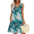 thumbnail image 2 of Vestido de Verano Casual de Mujer Impreso sin Mangas con Cuello en V Conjunto Superior, Imitación de Algodón Tirar Marco Suelto, 2 of 6