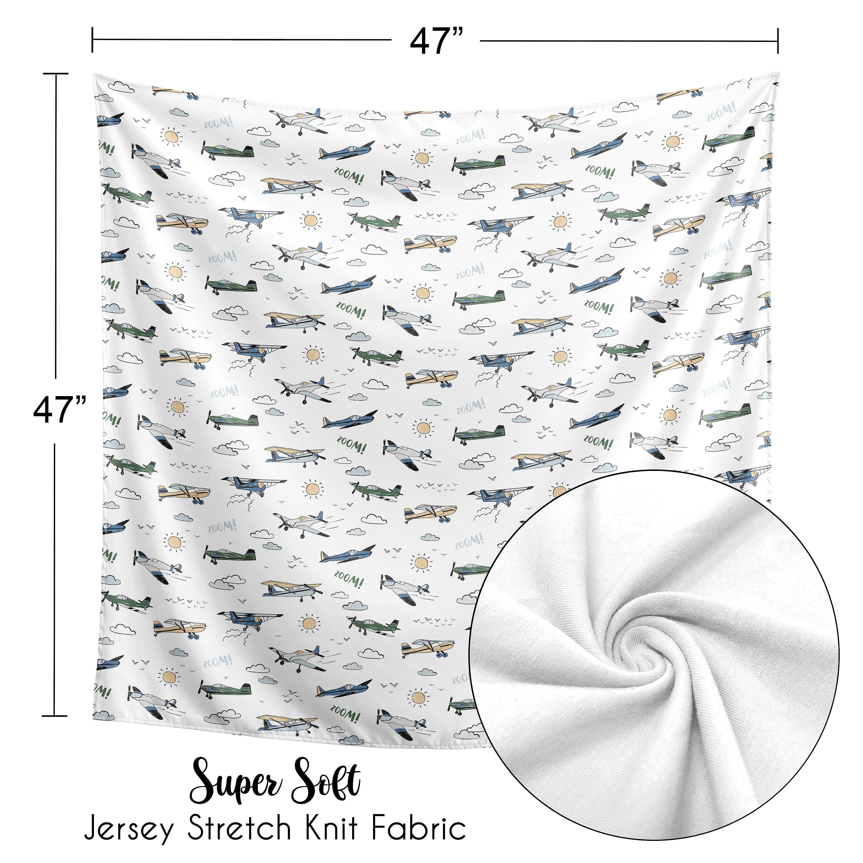 Sweet Jojo Designs Airplane Green and Blue Boy Baby Swaddle Blanket