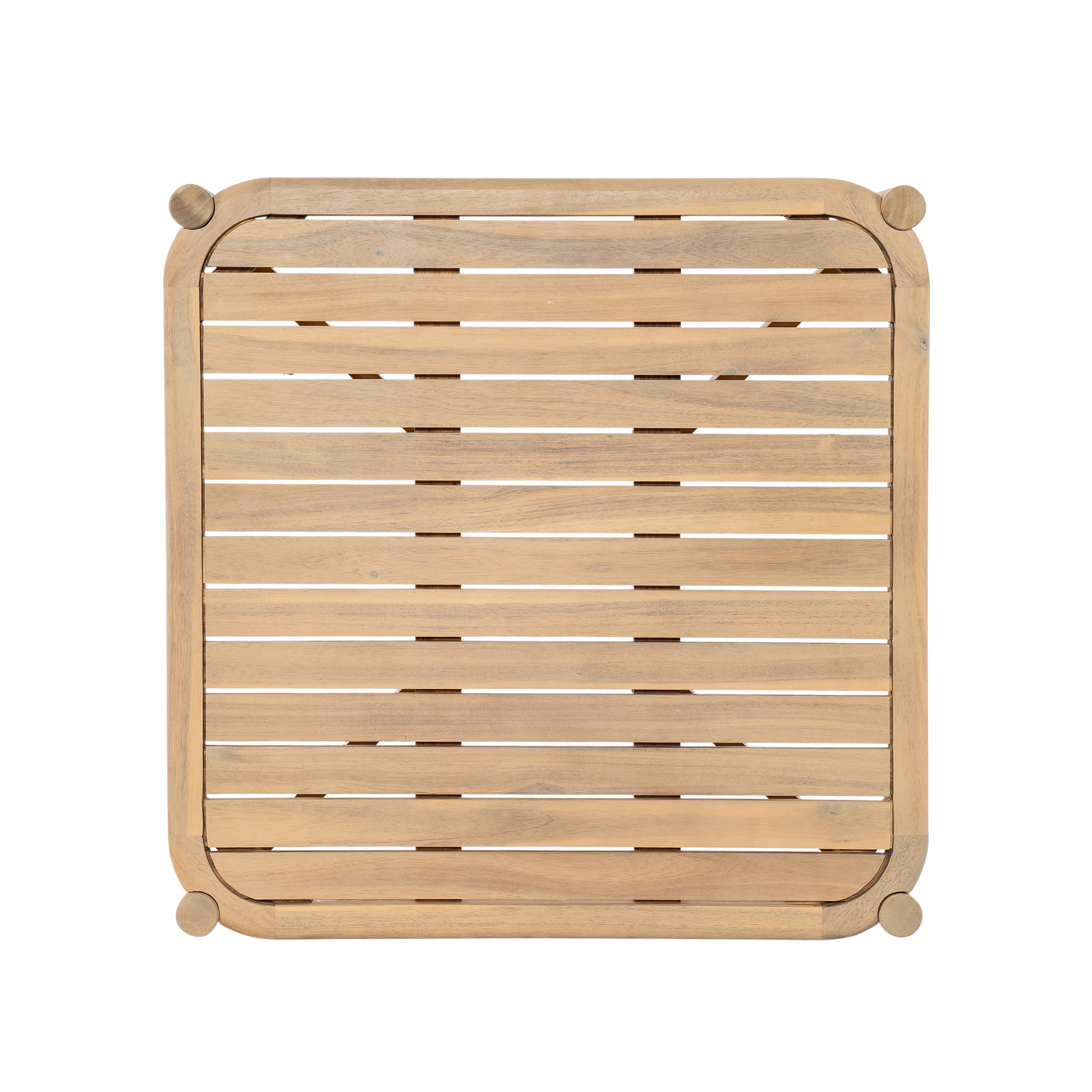 Garitin Outdoor Coffee Table and Acacia Wood Patio Table 27.5 Inch, Weather Resistant Center Table with Slatted Top for Garden Deck, Light Teak