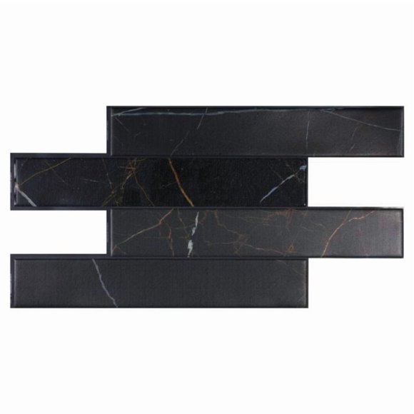Smart Tiles Dosseret Autocollant à Peler et Coller, 5 Carreaux Adhésifs, Noir Norway, 22,56 Pouces X 11,57 Pouces
