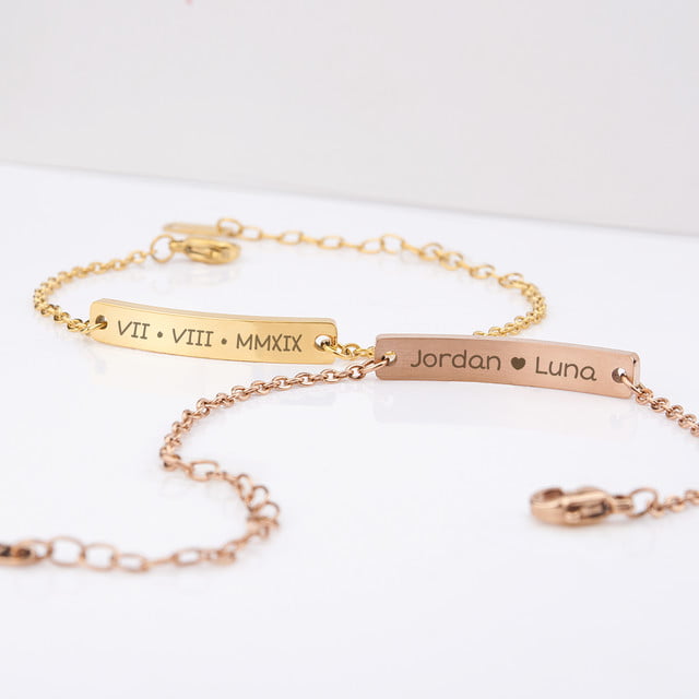 Personalized Gold Bar Bracelets for Women Custom Name Bracelet Engraved Bracelet Initial Nameplate