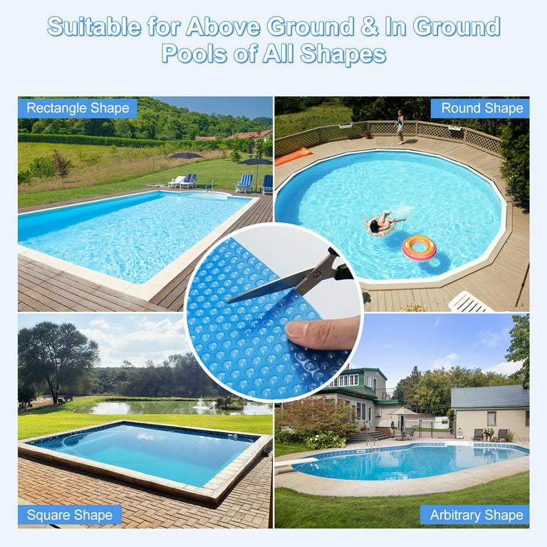 Topbuy 16ft x 32ft Rectangle Swimming Pool Cover 12-MIL Heat Retaining Pool  Solar Blanket for Above-Ground & In-Ground Pools