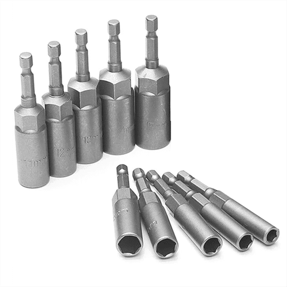 TOP! 10Pcs 6mm-15mm Hex Sockets Sleeve Nozzles Nut Driver Set Screwdriver Power Tools Bits