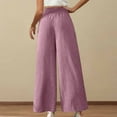 thumbnail image 5 of lcziwo Vacation Sales, Womens Loose Fit Wide Leg Linen Pants Solid Casual Elastic Waist Lounge Trousers 2025 Summer Beach Pant with Pockets Pink XXL, 5 of 8