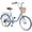 Blue, variant on Juuar 22" Womens Beach Cruiser Bike with Basket & Rear Rack, 7 Speed Steel Frame City Commuter Bicycle for Adult Ladies, Pink