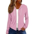 thumbnail image 2 of Endives Womens Zip Up Jackets Basic Lightweight Sweatshirt Print Long Sleeve Shirts Drawstring Hoodies Coat 2025 Fall Plus Size Pink, 2 of 4