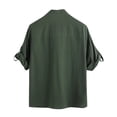 thumbnail image 4 of IWRICH 3/4 Sleeve Cotton Linen Shirts Japanese Style Casual Stand Collar Button down T Shirts Pocket Tops Green XXXXL, 4 of 4