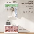 thumbnail image 3 of White Hall Tree Entryway Set with Shoe Bench and Coat Rack, 8 Storage Cubbies, 4 Hooks & Display Shelf, MDF Furniture for Hallway, Living Room and Bedroom, 33.5" W, 3 of 7