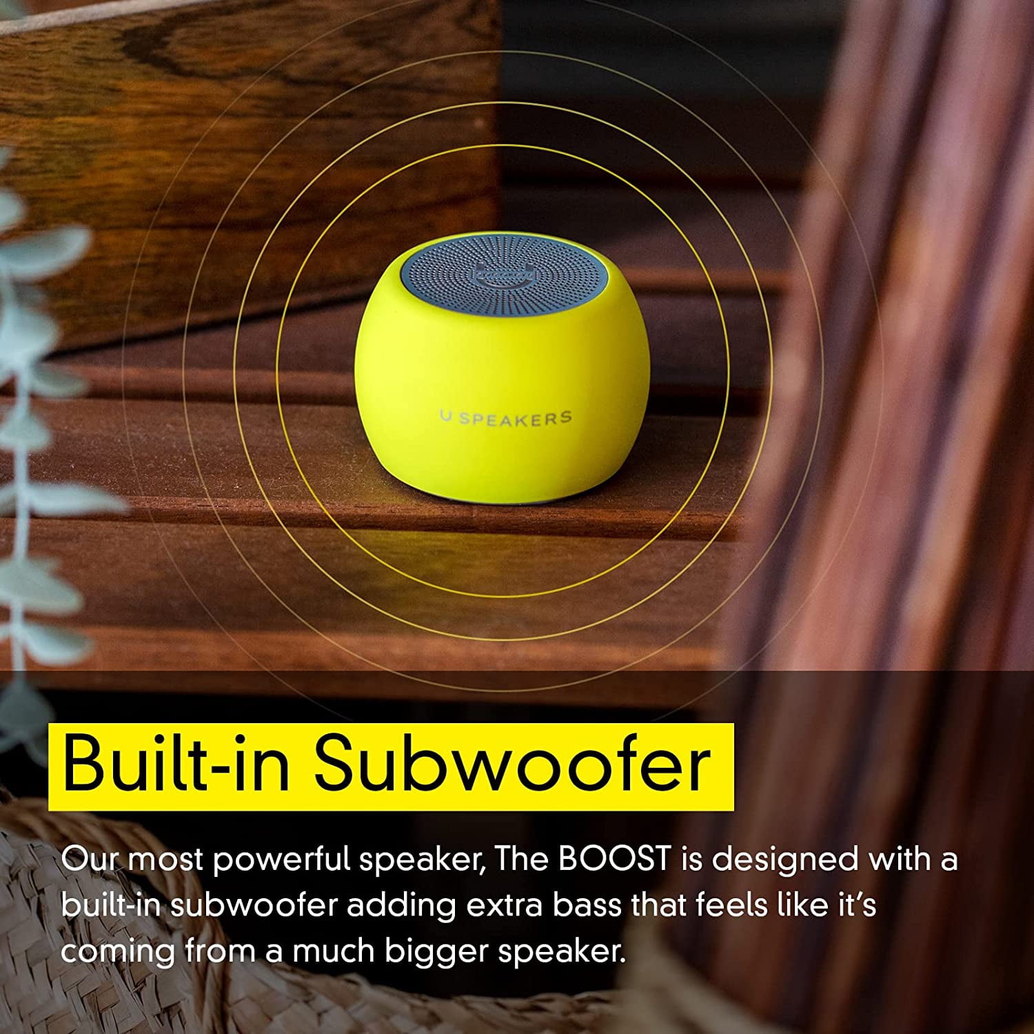 Fashionit U Speakers Boost Water-Resistant Portable Wireless Bluetooth Speaker with Built-In Subwoofer, Mic & Selfie Remote Control – Ideal for Active Lifestyle, Travel, Home, & Office – Black