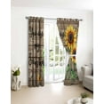 thumbnail image 4 of Fsddascl Sunflower Yellow Blackout Curtains for Bedroom/Living Room, Thermal Insulated Kitchen Curtains, Sunshine Butterfly Farmhouse Wood Brown Grommet Darkening Window Treatment Drapes 52"x96"x2, 4 of 8