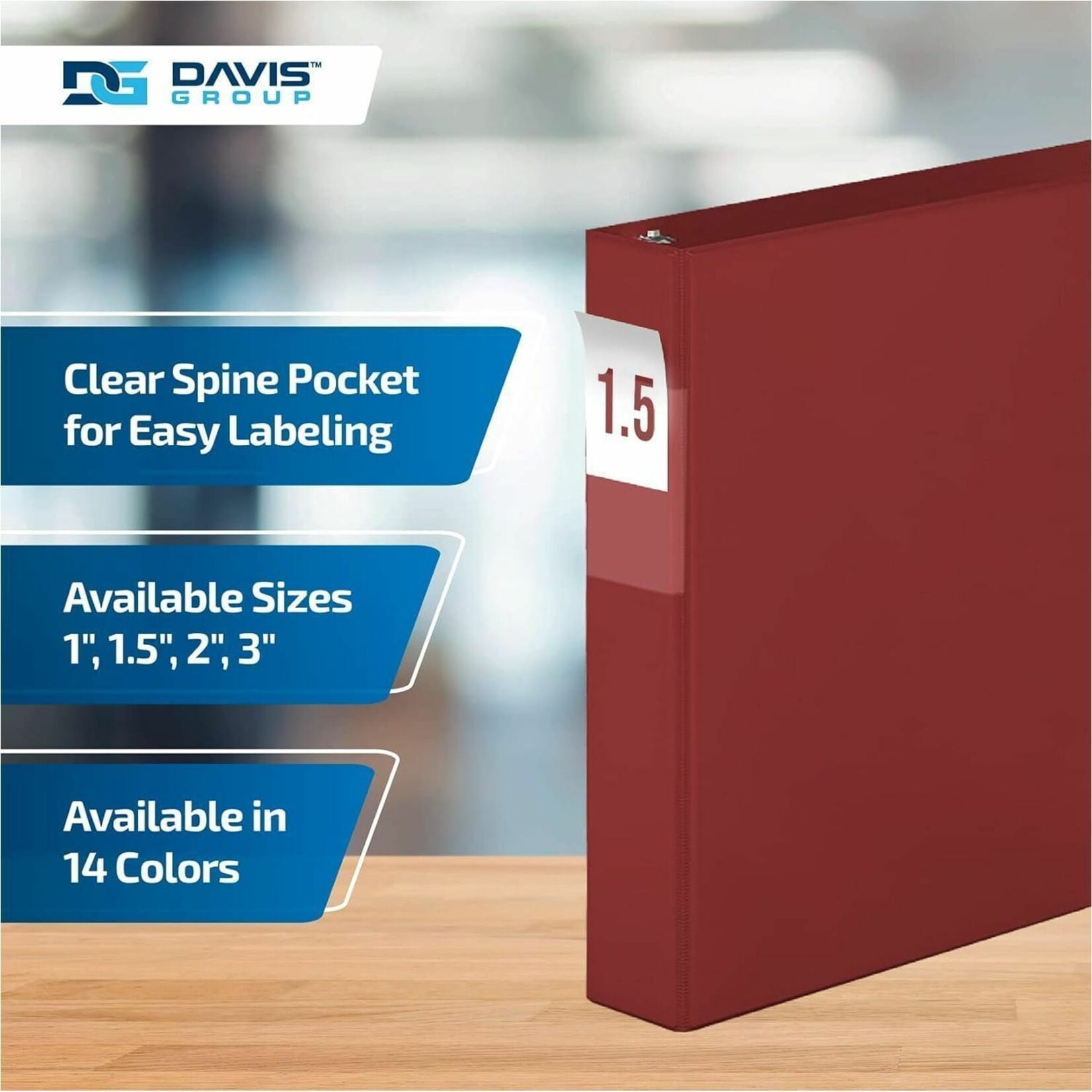 Davis Group Premium Economy, Angle D Ring, Binder, 6 Pack (Burgundy, 1.5")