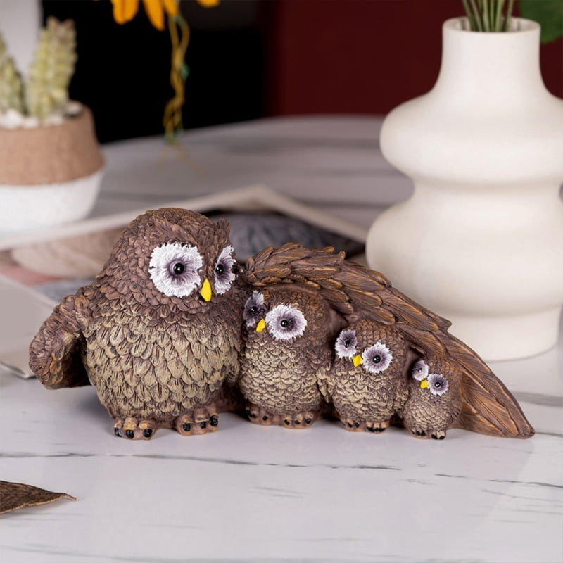 Resin Figurines Sculptures Table Centrepieces for Living Room Owl Family Statues Garden Decors Housewarming Gift